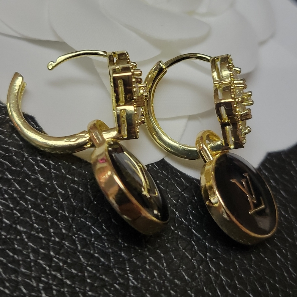 Louis Vuitton Double Sided, Cubic Zirconia La Fleur Custom Earings - Picture 4 of 5